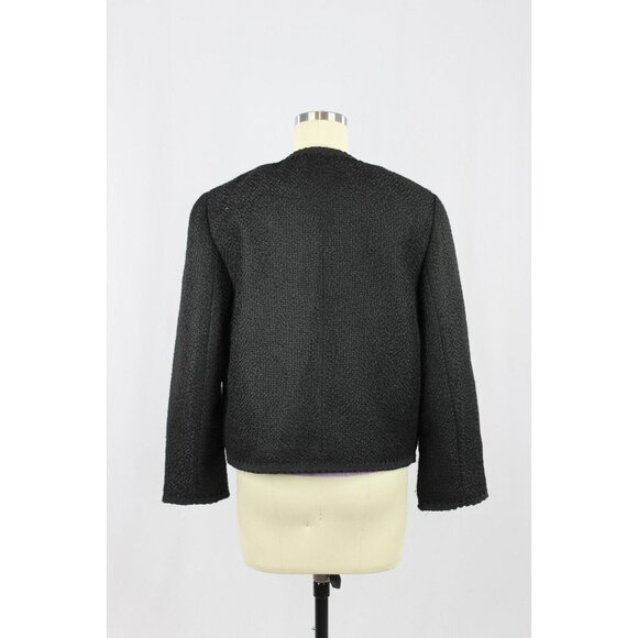 NWOT ZARA Black Textured Boucle Tweed Buttoned Open Front Blazer Jacket, Size M - Picture 3 of 16